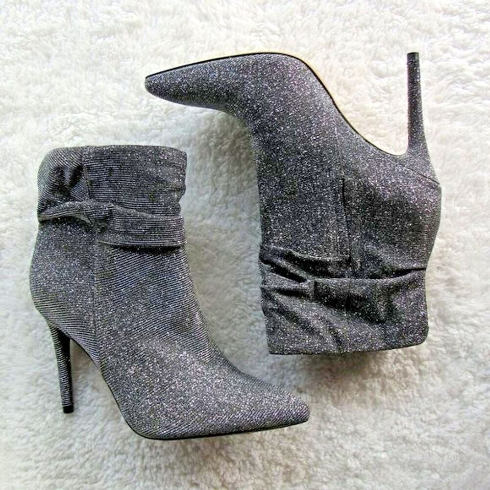 Jessica Simpson Lalie Sparkle Booties Size 6 High Heels City Glam Pointed Toe